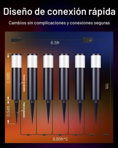 Vista 9 de Lumary - Luces inteligentes de camino de bajo voltaje 2100LM paquete de 6, IP65 impermeable, 24 V