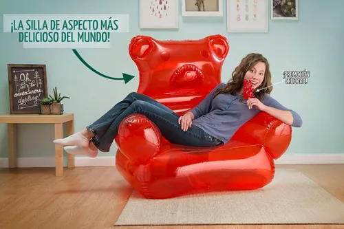 Vista 2 de VAT19 The Gummy Bear - Silla inflable, PVC, rojo, estilo ecléctico para relajarse, decoración