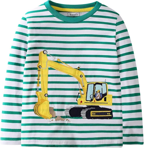 Vista 15 de Frogwill - Remera con diseño de excavadora de manga larga para niños de 2 a 7 años de edad Paquete de 2 Negro