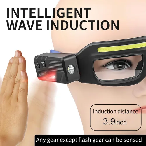 Vista 6 de Lentes LED recargables para faros delanteros con sensor de movimiento y control táctil, 5 modos de iluminación USB C para correr, acampar, pescar