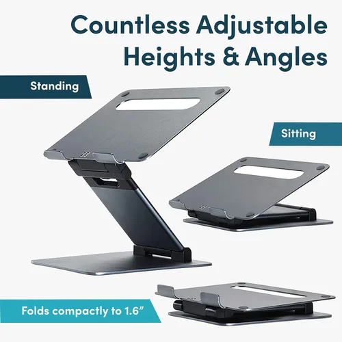 Vista 3 de Lifelong Soporte ergonómico ajustable para laptop para escritorio, altura de hasta 20 pulgadas, soporte elevador portátil para computadora portátil