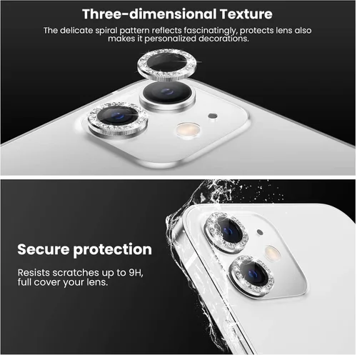 Vista 6 de Tensea Protector de lente de cámara compatible con iPhone 12 / iPhone 12 Mini, protector de pantalla de vidrio templado 9H para iPhone 12 mini