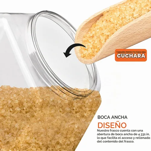 Vista 3 de Tarros hexagonales para galletas de 129 onzas con tapas (paquete de 2) tarros de plástico de boca ancha con tapa, tarros reutilizables