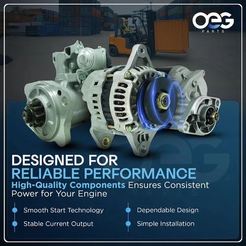 Vista 4 de OEG Parts Nuevo arrancador compatible con carretillas elevadoras Hyundai Clark Daewoo CL1242718, 1242718, 8000340, 8000925, 36100-2CC00, D8000340