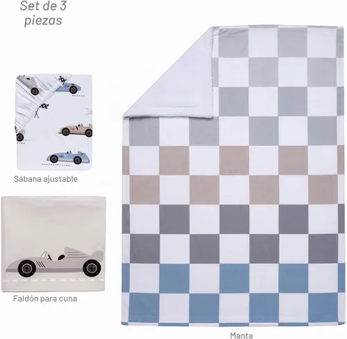Vista 8 de Lambs & Ivy – Juego de cama para cuna de 3 piezas, diseño de autos/transporte, para bebé