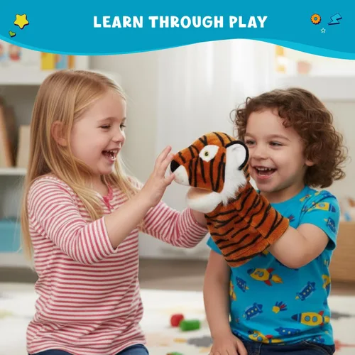 Vista 4 de Get Ready Kids Títere de mano de peluche tigre