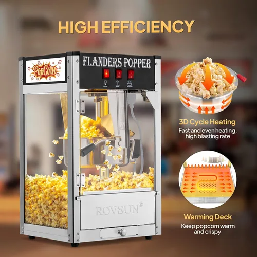 Vista 2 de Bonnlo Máquina de palomitas de maíz estilo cine con hervidor de 8 onzas que hace hasta 32 tazas, máquina de palomitas de maíz para encimera con Negro