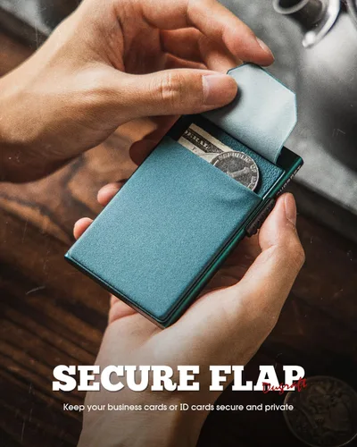 Vista 11 de DUGRAFT Tarjetero para tarjetas de crédito con bolsillo para dinero, minimalista, delgado, de aluminio, de metal, para hombres, con bloqueo RFID