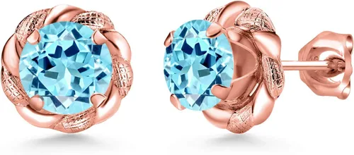 Vista 274 de Gem Stone King Aretes de plata de ley 925 de 0.236 in con piedra natal redonda para mujer