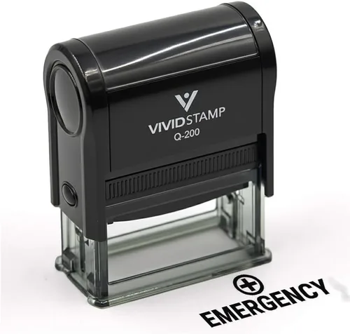 Vista 9 de Vivid Stamp Sellos de goma autoentintados médicos de emergencia (tinta en blanco) - Q-300 Negro