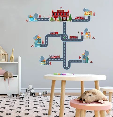 Vista 16 de The City - Vinilo adhesivo de vinilo para habitación de niños, camión de basura, colección de residuos sólidos, para dormitorio de niños, sala