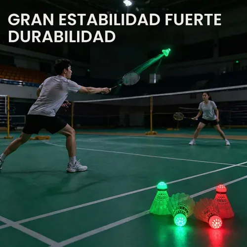 Vista 7 de Glow in The Dark Badminton Birdies,LED Badminton Shuttlecocks for Family Backyards Practice,4/5/6 PCS Nylon/Goose Feather Long Lasting Light Up