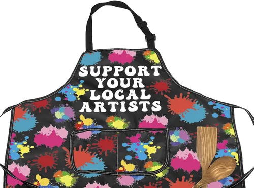 Vista 3 de MNIGIU Regalo para amantes de la pintura, apoya tu delantal de pintor de arte local con bolsillos, delantal de pintura para maestros amantes