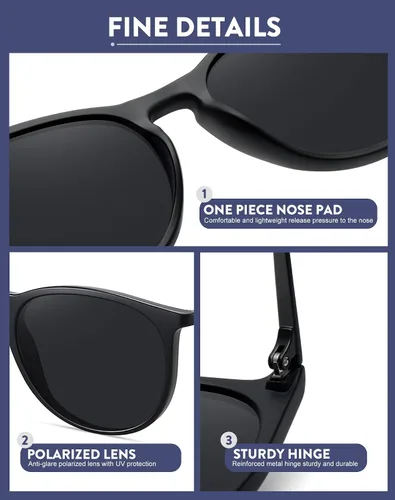 Vista 4 de WOWSUN Lentes de sol retro para mujer, lentes clásicos redondos de moda 2024