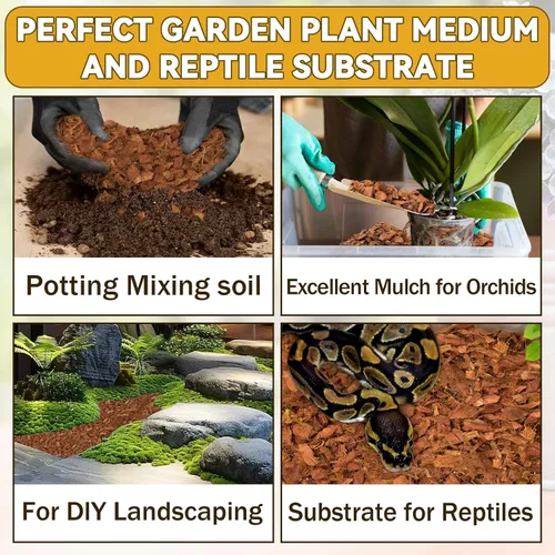 Vista 4 de Zeedix Paquete de 2 chips de cáscara de coco para plantas, mantillo de chips de coco 100% orgánico con bajo equilibrio de EC y PH, multiuso
