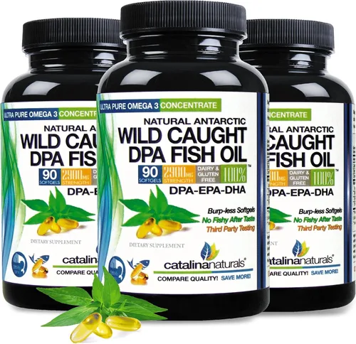 Vista 9 de Paquete de 2 aceite de pescado omega-3 DPA capturado en la naturaleza, 2900 mg con DPA, EPA y DHA, 180 cápsulas blandas, sin eructos de triple fuerza