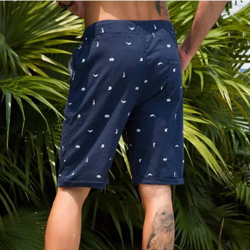 Vista 5 de Boisouey - Pantalones cortos de verano para hombre, de lino, estilo informal