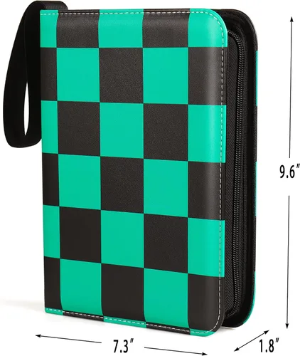 Vista 2 de VEELAM Carpetas de 4 bolsillos para 400 tarjetas, color verde y negro