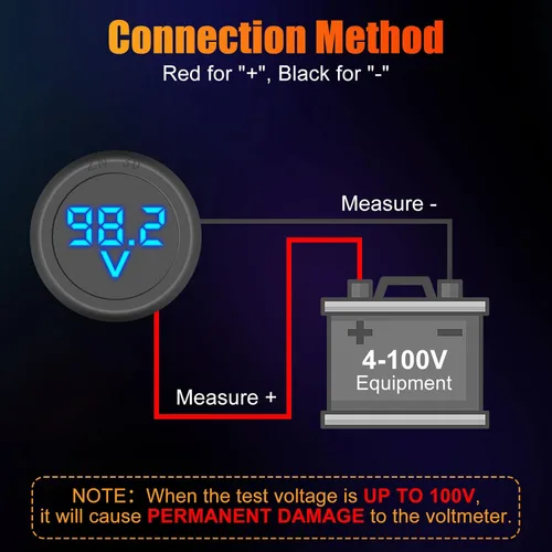 Vista 4 de Linkstyle Medidor de voltaje de 2 piezas CC 12 V 24 V, voltímetro de batería de 4 V-100 V, medidor de voltaje de automóvil, pantalla digital LED