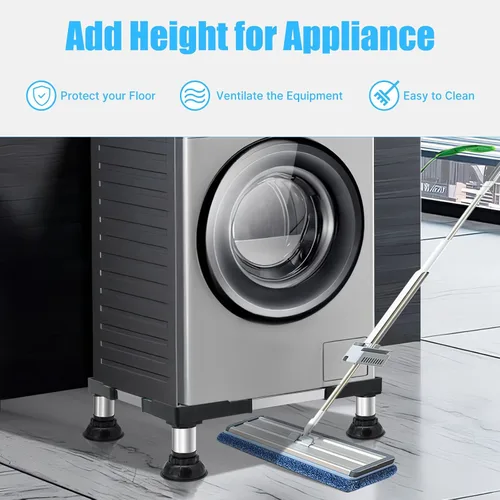 Vista 4 de Nefish Mini soporte para nevera, altura de 5 a 6.1 pulgadas, pedestal ajustable de 16 a 24 pulgadas, para lavadora y secadora, con 4 pies fuertes
