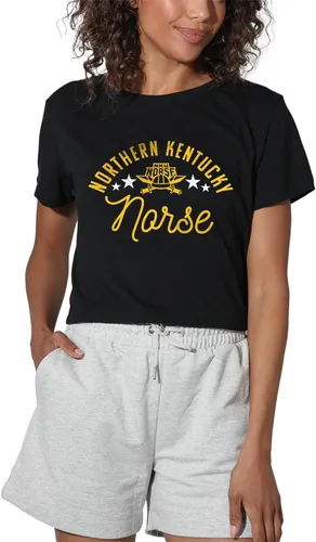 Vista 257 de Colección oficial de camisetas con diseño de mascota desgastada para mujer, color negro Grizzlies del estado de Adams