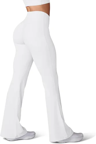 Vista 99 de HEGALY Pantalones de yoga acampanados para mujer, leggings cruzados, suaves, de cintura alta, pantalones casuales de entrenamiento con corte de bota