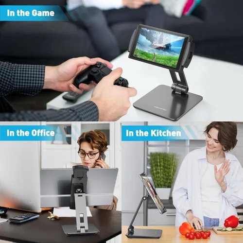 Vista 3 de AboveTEK Quiosco de negocios soporte de aluminio para tablet iPad, soporte giratorio de 360° para tableta y teléfono para cualquier tableta de 4 a