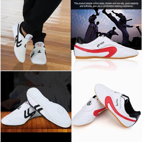 Vista 6 de Taekwondo - Zapatos deportivos de artes marciales, boxeo, karate, kung, fu tai chi, zapatos de rayas negras, zapatos ligeros