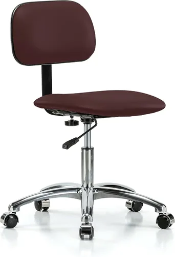 Vista 90 de Perch - Silla de laboratorio cromada con respaldo ajustable, altura del escritorio de 17 a 22 pulgadas, tela negra