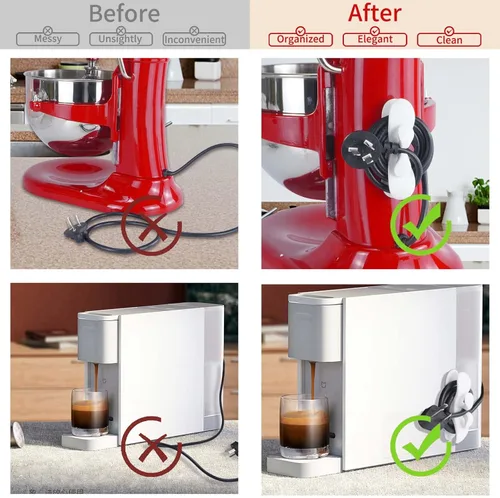 Vista 4 de Organizador de cables para electrodomésticos, 6 envolturas de cables de diseño mejorado para electrodomésticos de cocina con adhesivo súper