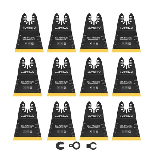 Vista 8 de AMZBSAW 100 piezas de cuchillas oscilantes de titanio para multiherramienta de corte de metal, kits de cuchillas multiherramienta para metal