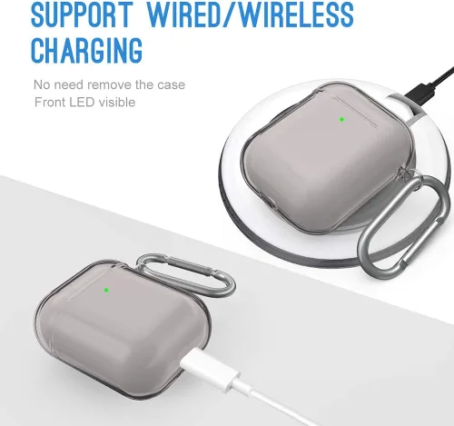 Vista 4 de Valkit - Funda transparente protectora para estuche de AirPods, con llavero, poliuretano termoplástico suave, a prueba de golpes, compatible