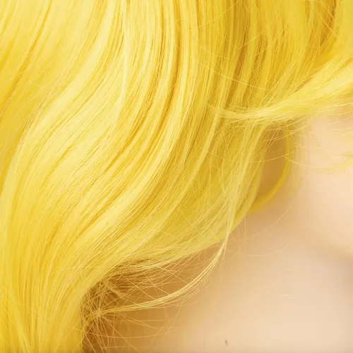 Vista 4 de Xcoser Super Mario - Peluca de princesa melocotón de 31.5in de largo, ondulada, color amarillo