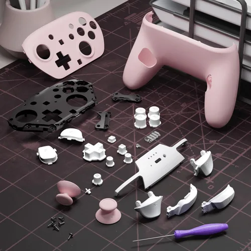 Vista 4 de eXtremeRate Juego completo de botones de carcasa de repuesto para controlador Nintendo Switch 2 Pro, cubierta inferior trasera personalizada