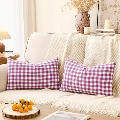 Vista 25 de CARRIE HOME - Juego de 2 fundas de almohada de exterior a cuadros de búfalo blanco y negro de 16 x 16, almohadas de sofá de decoración de granja