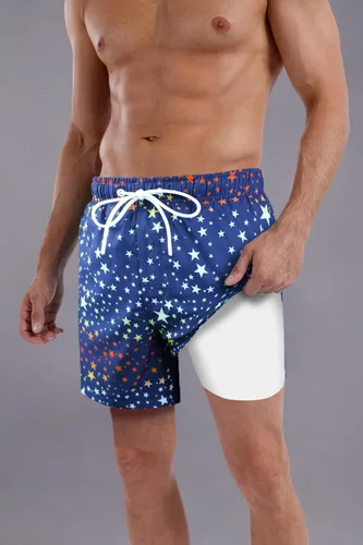 Vista 9 de Traje de baño para hombre con forro de compresión de secado rápido de 5.5 pulgadas con forro tipo bóxer amarillo (1-Yellowstar)