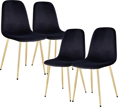 Vista 8 de gopop Juego de 4 sillas de comedor, modernas sillas de comedor de cocina, sillas laterales tapizadas para comedor en piel sintética, respaldos