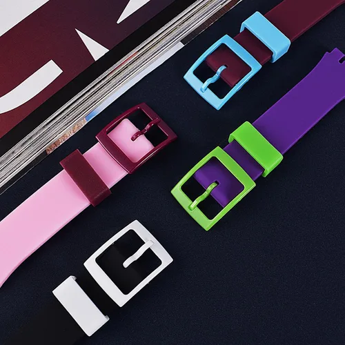 Vista 5 de Correas de reloj de repuesto de hebilla de plástico y bucles de silicona para Swatch