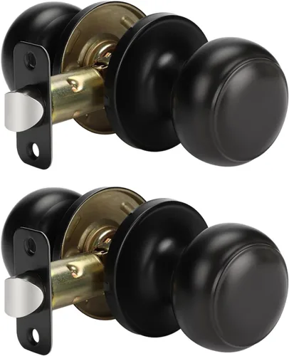 Vista 60 de Goldenwarm Pomos de puerta de paso de bronce champán, 1 paquete de pomos para puerta de armario interior, juego de perillas de puerta de paso