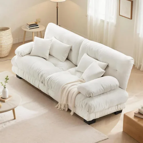 Vista 22 de SoarFlash Moderno sofá reclinable de terciopelo para sala de estar, sofá biplaza para apartamento, sofá de almacenamiento con marco de madera Azul