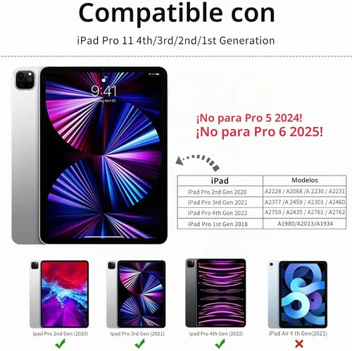 Vista 2 de Kenke - Funda para iPad Pro de 11 pulgadas 4ª/3ª/2ª/1ª generación 2022/2021/2020/2018 con soporte para carga de segundo lápiz con soporte