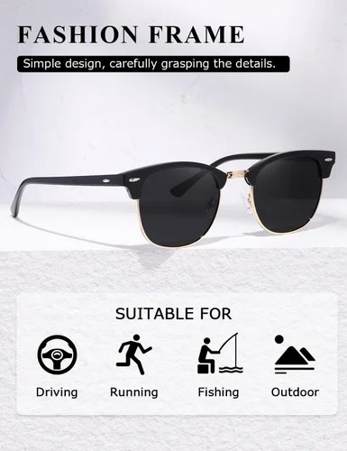 Vista 3 de AEVOGUE Polarized Sunglasses For Women And Men Semi Rimless Frame Retro Sun Glasses AE0369
