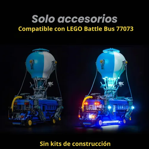 Vista 3 de BrickBling Luz LED compatible con Lego Fortnite Battle Bus, kit de iluminación versión RC compatible con Lego 77073 (sin modelo)