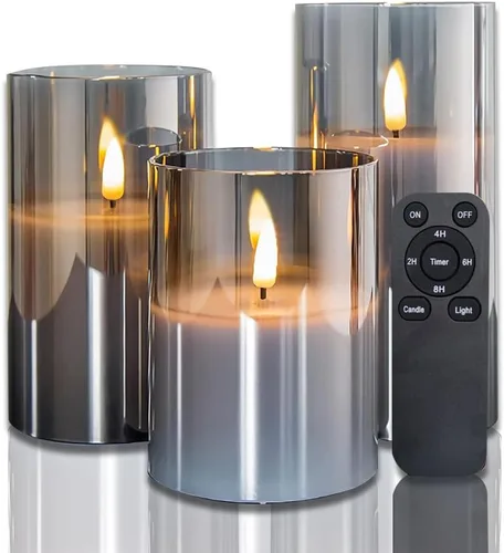 Vista 7 de CANDLE CHOICE Velas sin llama que cambian de color a pilas con temporizador remoto, cera real, parpadeante, eléctrica, multicolor, luces LED