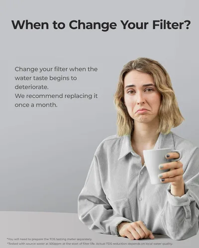 Vista 9 de Waterdrop 0 TDS - Dispensador de filtro de agua eléctrico de vidrio para encimera, grande de 22 tazas, sistema de filtración de agua instantánea