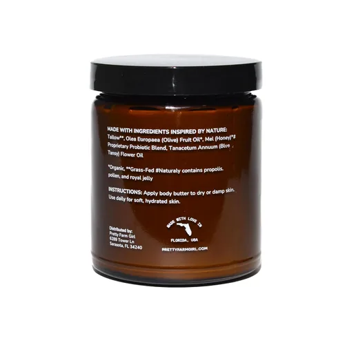Vista 5 de Pretty farm girl Tallow + Tansy Body Butter - Hidratante batido con hierba seca alimentada con pasto y tanaceto azul - Hidratación no grasa