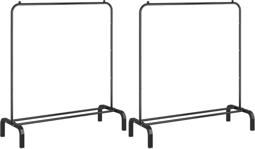 Vista 14 de Perchero de metal con ruedas, perchero con ruedas, estante inferior para colgar ropa, camisas, jeans y abrigos, color negro (paquete de 2)