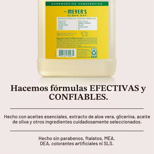 Vista 4 de Mrs. Meyer's Clean Day - Recambio de jabón líquido para manos, madreselva, 33 onzas