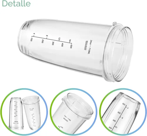 Vista 7 de Piezas de repuesto para licuadora Ninja, vasos de licuadora Ninja de 24 onzas con tapas para llevar, hoja extractora de 7 aletas, compatible