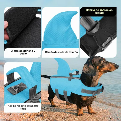 Vista 4 de Chaleco salvavidas para perros pequeños, chaleco salvavidas para Chaleco de natación para perros de alta flotabilidad con asa de rescate
